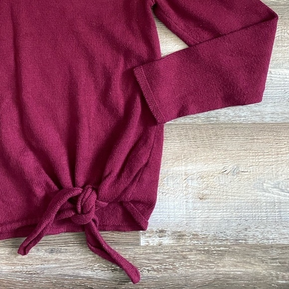 Pure Jill XS Maroon Front Knot Wool Blend Sweater - Picture 2 of 8